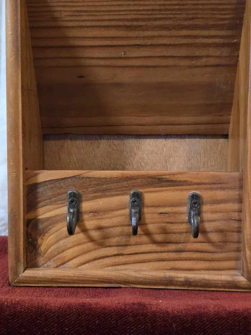 Vintage Rustic Wood Wall Mail Organizer & Key Holder - 3 Tier Letter Sorter